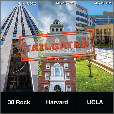 Tailgated; Harvard, UCLA, 30 Rock