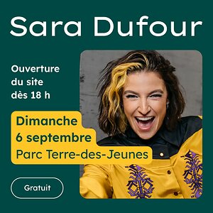 Spectacle gratuit de Sara Dufour au parc Terre-des-Jeunes à Victoriaville