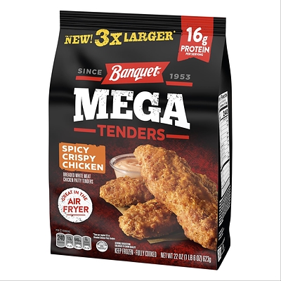 As Americans look to add protein to their diets, the nation’s appetite for chicken is reaching new heights. Among the most popular ways to enjoy chicken are crispy tenders, a category that has grown to $1.8 billion in annual retail sales. To meet the nation’s insatiable appetite for this beloved food, Banquet, a brand of Conagra Brands, Inc., has debuted Banquet MEGA Crispy Chicken Tenders, available in Original and Spicy varieties.