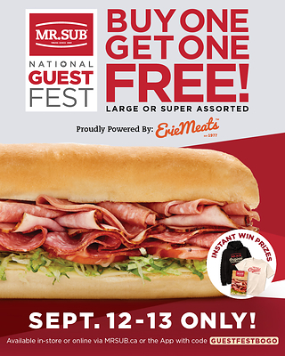 MR.SUB Launches First-Ever National Guest Fest with Buy One, Get One Free Subs and Instant-Win Prizes