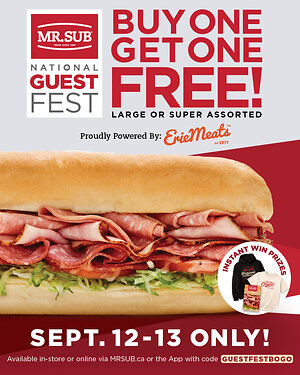 MR.SUB Launches First-Ever National Guest Fest with Buy One, Get One Free Subs and Instant-Win Prizes