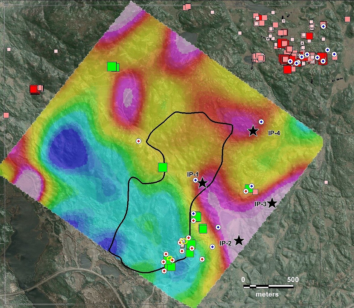 1 b. Maps showing modelled IP chargeability from -200 m depth.
