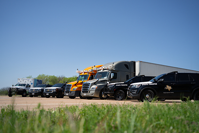 Bot Auto trucks line up with first responders from Texas. 
