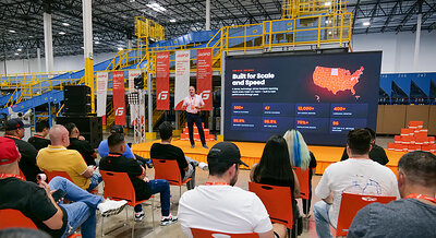 Vincent D'Amato, GOFO's chief sales officer for North America, delivers the keynote at the company's Dallas Central Primary Hub on Aug. 21, 2026. (Photo: GOFO)