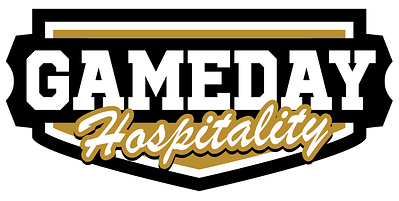 Gameday Hospitality's gold 10-Year Anniversary logo celebrating a decade of premium tailgates, pregame hospitality, concerts, and live event experiences from 2016 to 2026.