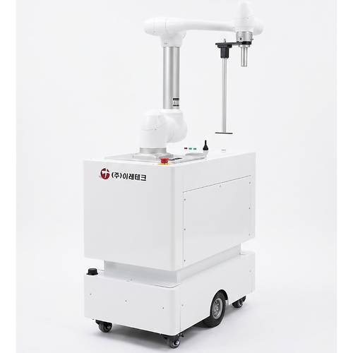 The ERETEC INC. ERE-PT130 features a robotic arm mounted on a mobile base, enabling automated EMC measurements across the test area while the DUT remains stationary.