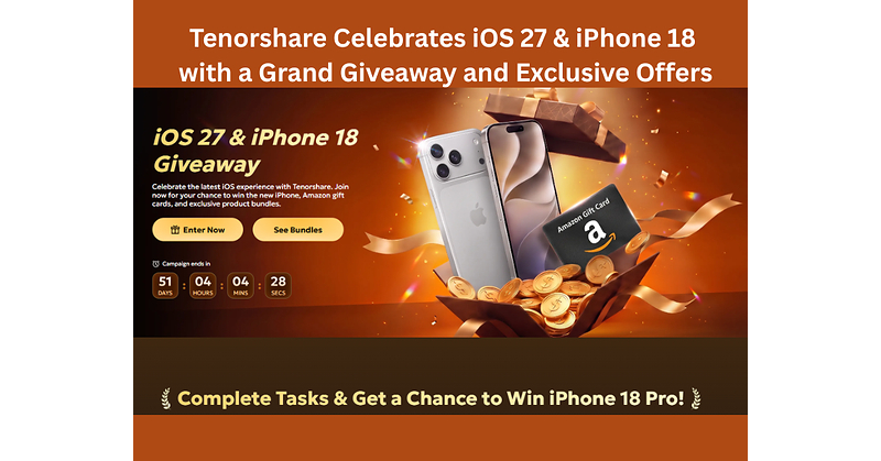 Tenorshare Launches iOS 27 & iPhone 18 Giveaway: Win a Free iPhone 18, Get 25% Off