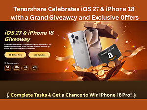 Tenorshare Launches iOS 27 & iPhone 18 Giveaway: Win a Free iPhone 18, Get 25% Off