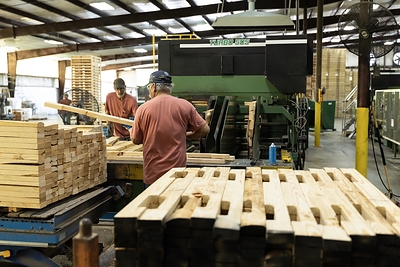 Skilled FreeFab Pallet employees work to ensure quality in every pallet they build.