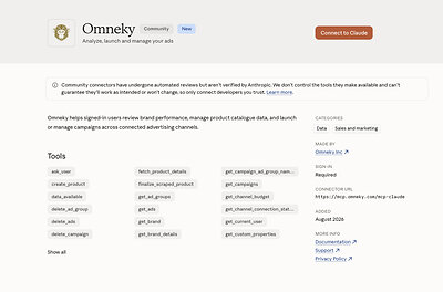 Omneky Connector on Claude Directory