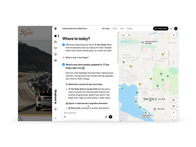 Integrated into the SDTA's website, https://www.sandiego.org/, Mindtrip's conversational AI transforms trip planning into an intuitive, interactive experience. By simply entering a question, idea, or interest, whether broad or highly specific, travelers receive customized recommendations tailored to their travel style, interests, and itinerary.