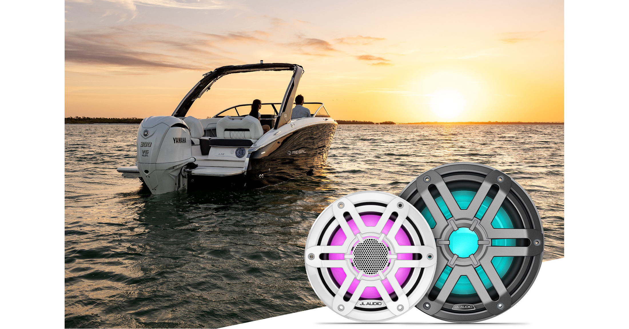 Boost the audio experience with JL Audio M200 marine speakers and subwoofers from Garmin