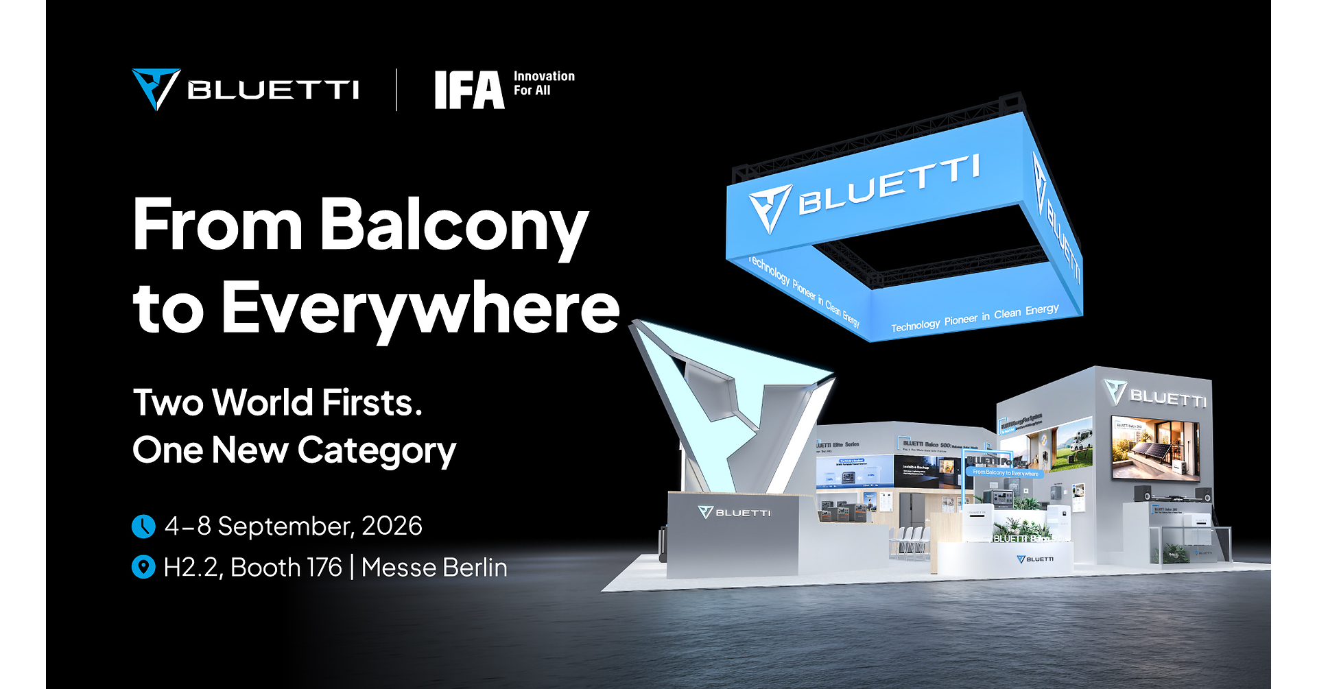 BLUETTI erweitert auf der IFA 2026 sein Angebot an intelligenten Energielösungen vom Balkon in alle Bereiche