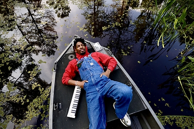 Jon Batiste in American Amazon. Photo by Eric Bendick, courtesy of Grizzly Creek Films and MacGillivray Freeman Films.