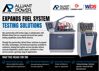 Alliant Power Expands Fuel System Testing Solutions Through New Partnership with Carbon Zapp