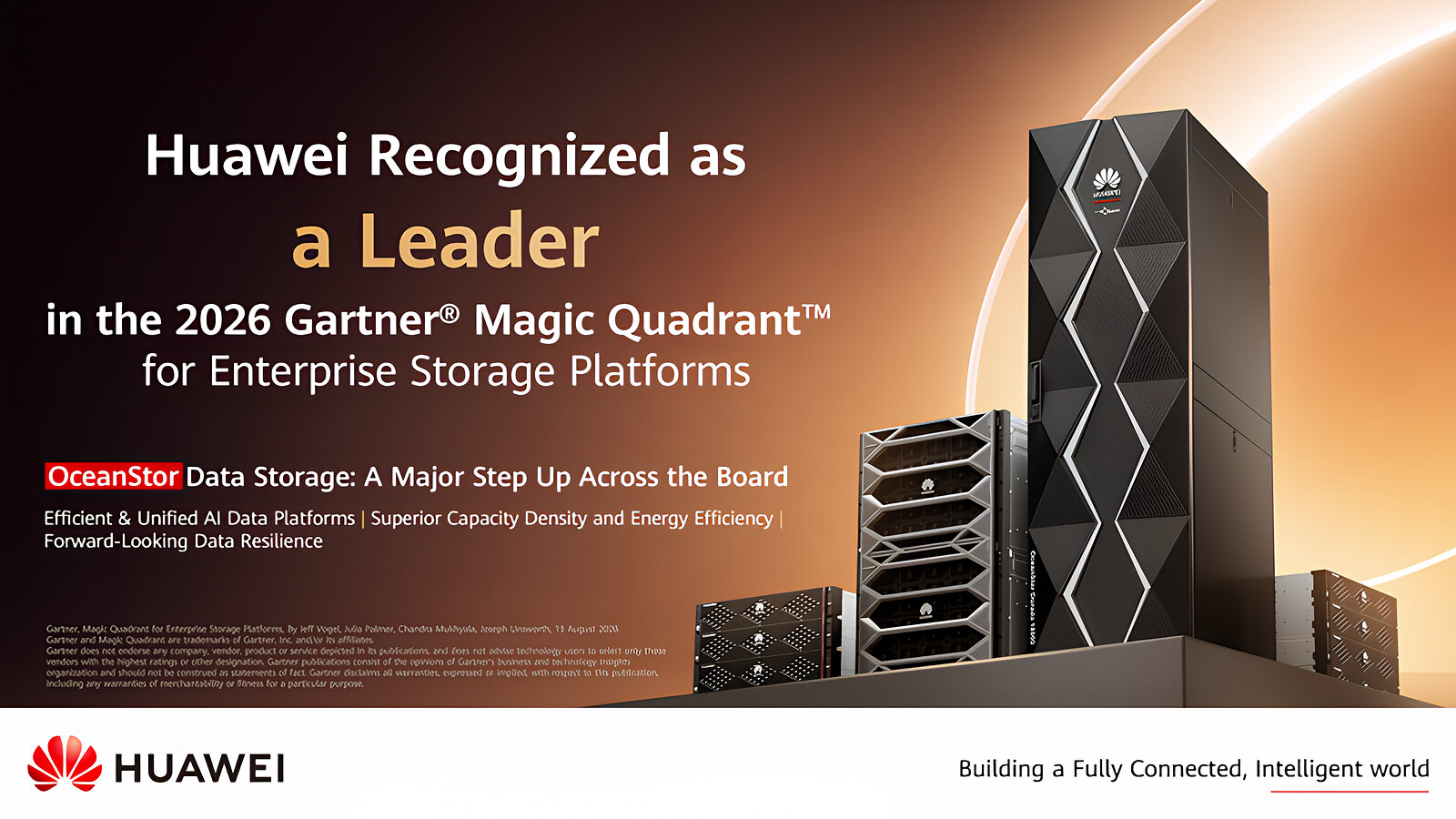 Gartner® reconnaît Huawei comme un leader dans son rapport Magic Quadrant™ 2026 consacré aux plateformes de stockage d'entreprise