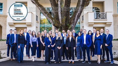The Global Wealth Management team outside the firm's Fort Lauderdale headquarters. GWM was named a Fastest-Growing Company by the South Florida Business Journal on June 18, 2026, based on revenue for fiscal years 2023 through 2025 as tabulated by CohnReznick, an independent accounting firm. GWM did not pay to participate in the rating process but did pay for marketing rights.