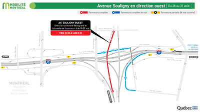 Avenue Souligny en direction ouest, du 28 au 31 août