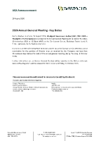 2026 Annual General Meeting - Key Dates