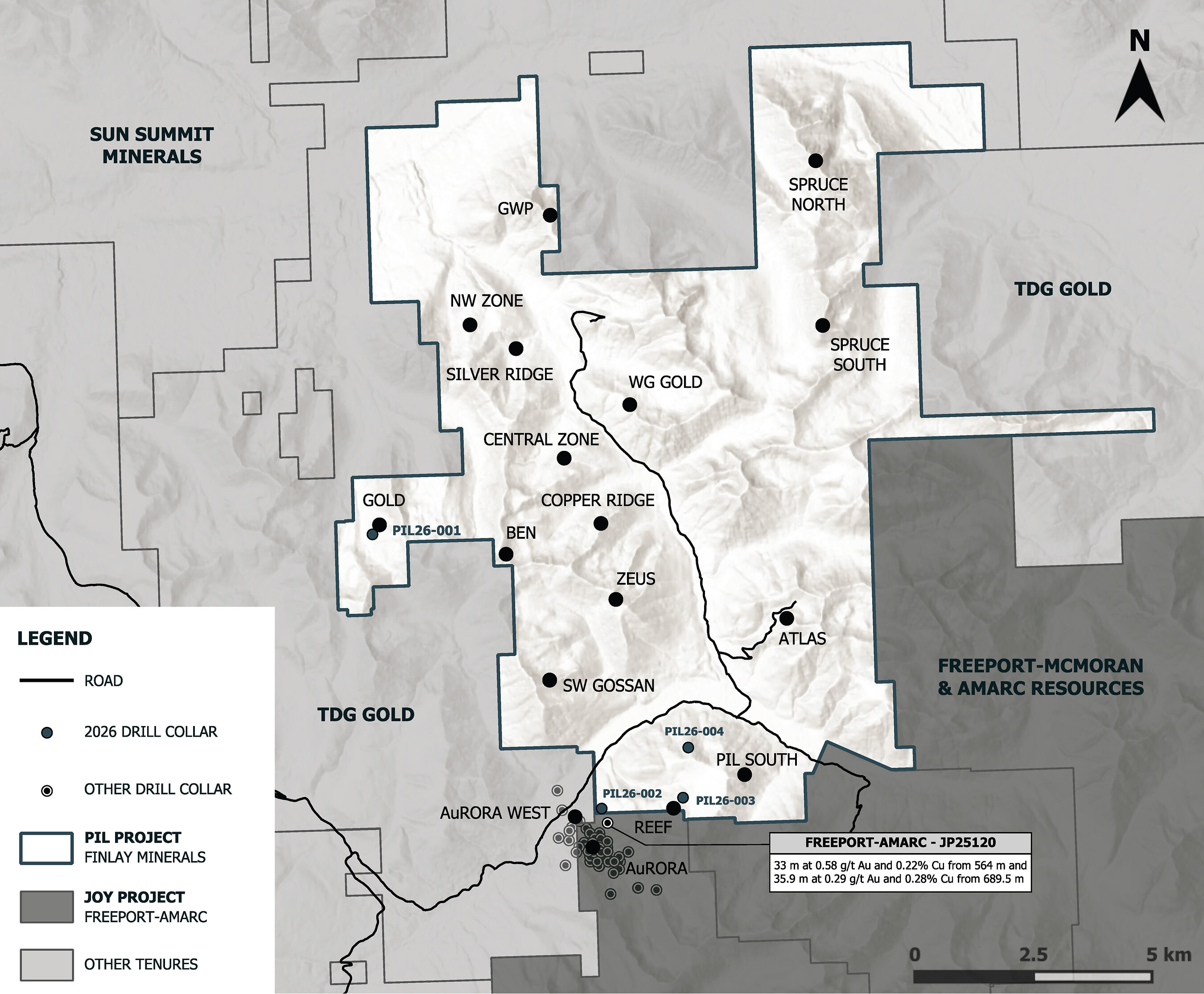 Figure 1 - PIL Property Map with 2026 Drill Collar Locations