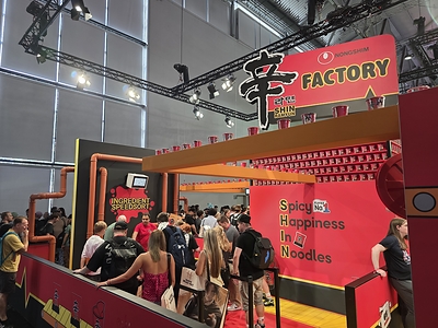 Nongshimâ€™s indoor experiential booth, â€œShin Ramyun Factory,â€ at Gamescom 2026