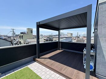 Terrace pergola and WPC decking example