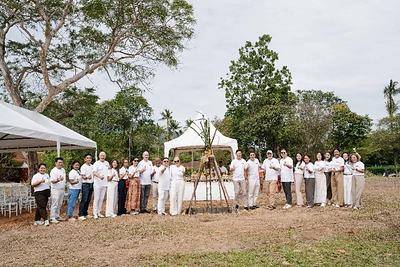 Representatives from Central Capital Group and Club Med at a traditional ceremony as part of the Groundbreaking of Club Med Koh Samui