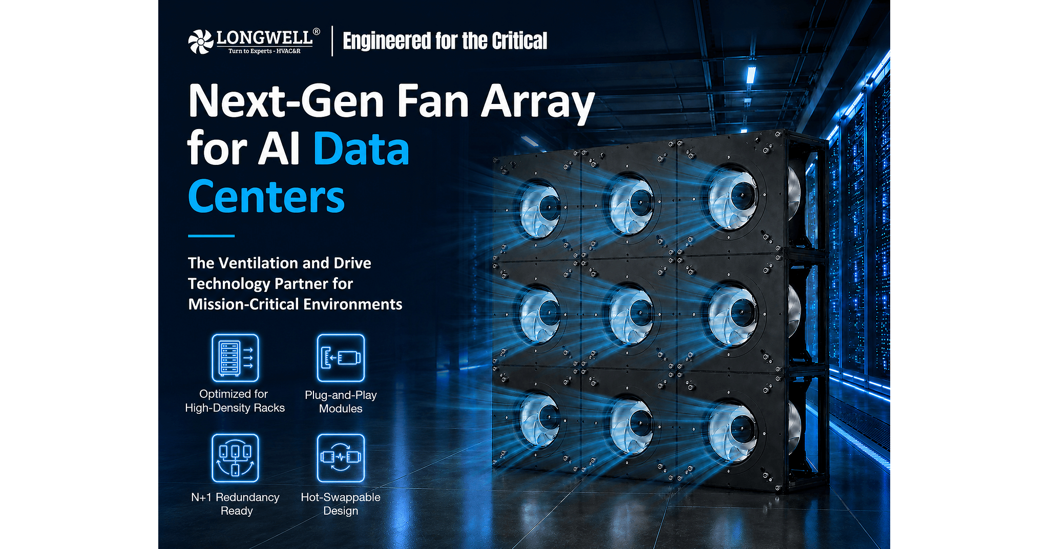 LONGWELL EC FanWall Technology Reduces CRAH Fan Energy 38% for Next-Generation AI Data Centers