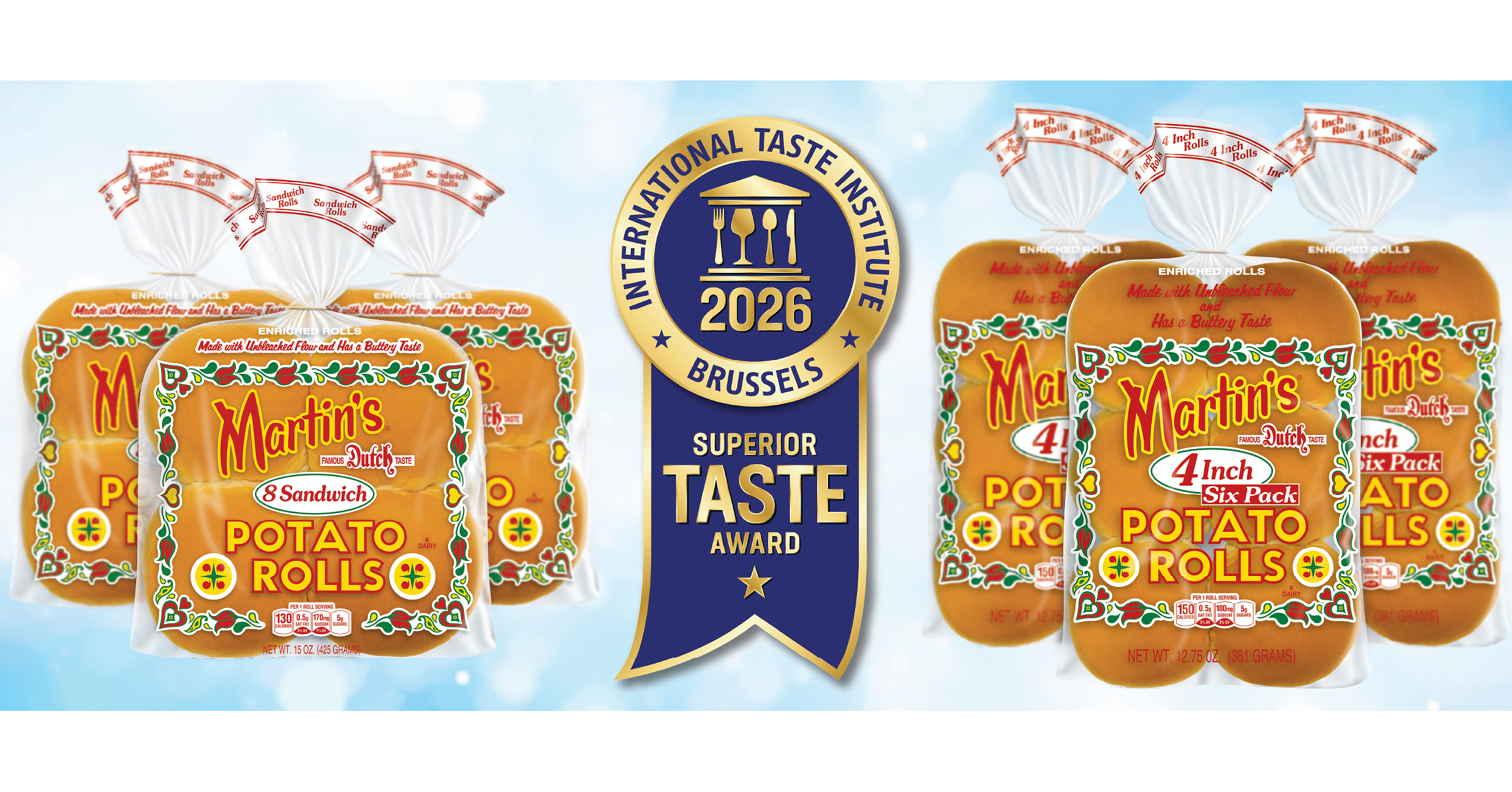 Martin's Sandwich Potato Rolls and 4 Inch Potato Rolls Awarded the Superior Taste Award by the International Taste Institute
