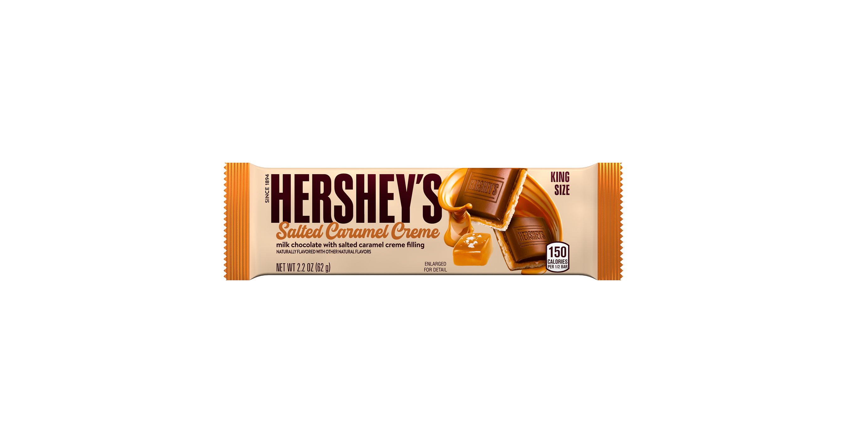 Hershey-ის ახალი მარილიანი კარამელის Creme Bar-ის შეფუთვა და შოკოლადი