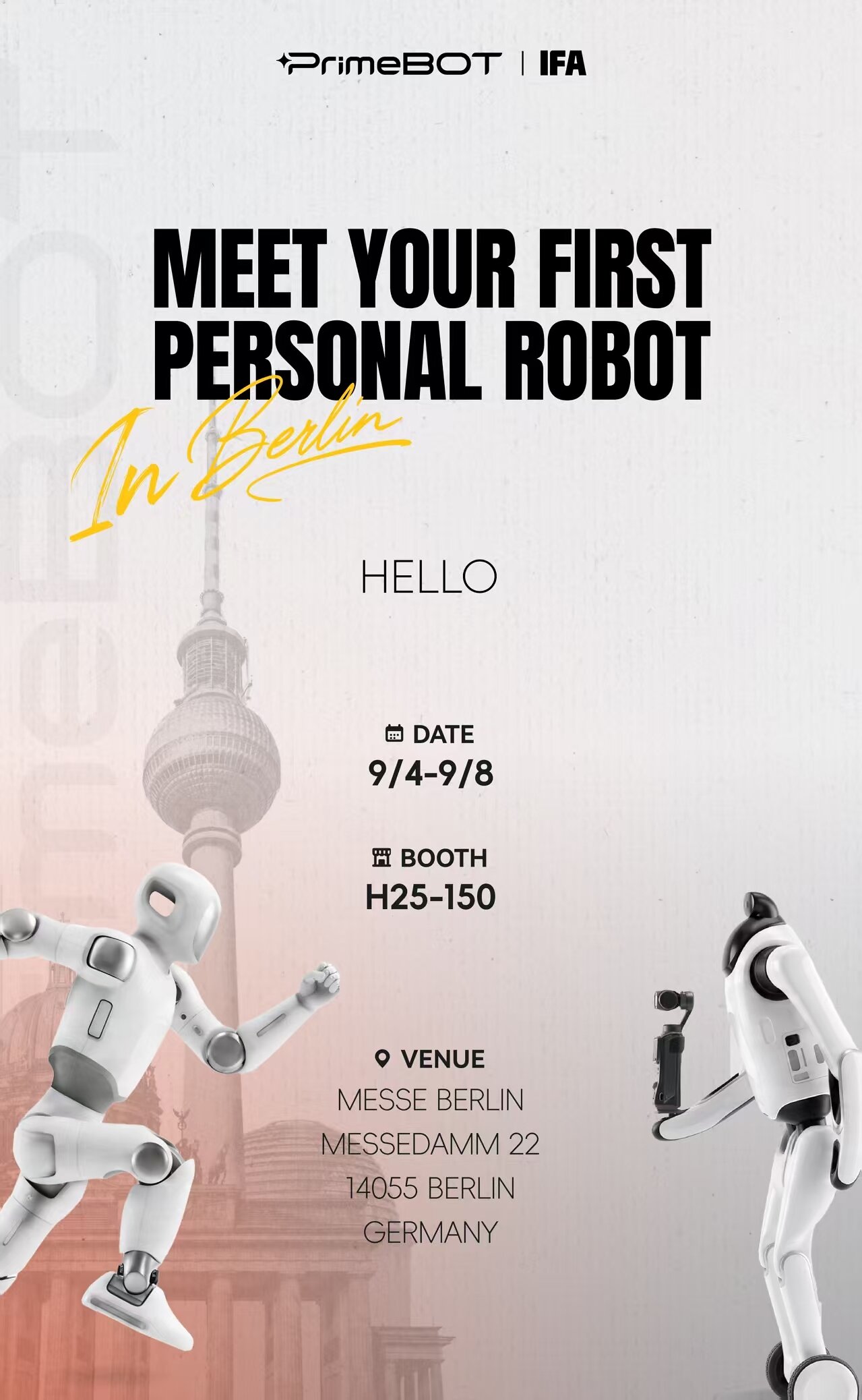 PrimeBOT to Showcase PrimeBOT T1 and PrimeBOT Q1 at IFA 2026 and ShowStoppers