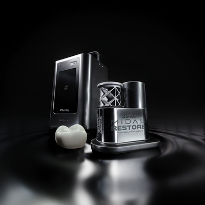 With over 75% filler by weight, Midas Restore brings glass ceramic and zirconia together in a formulation designed around what matters in definitive restorative dentistry: strength where it counts, resistance to occlusal wear, lasting polish, and natural aesthetics. 