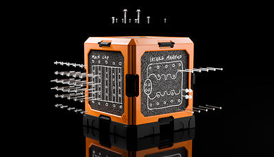 The BILDTRAK™ G-1 modular spatial-mapping system. Bolt patterns are drawn directly on the writable panels and each fastener is pressed into the self-healing foam in the exact position it came from - here, an engine main cap and intake manifold - so reassembly is reading a map instead of recalling one. Presale open now at bildtrak.com.