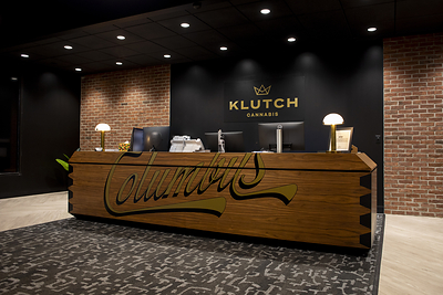 The check-in counter at Klutch Cannabis's first medical and recreational marijuana dispensary in Columbus, Ohio.