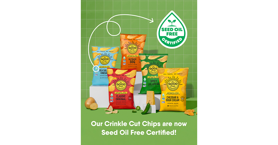 The Good Crisp Company Announces its Crinkle Cut Chips are Now Seed Oil Free Certified®