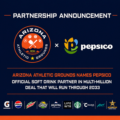 ARIZONA ATHLETIC GROUNDS NAMES PEPSICO ITS OFFICIAL SOFT DRINK PARTNER IN MULTIMILLION-DOLLAR INVESTMENT THROUGH 2033