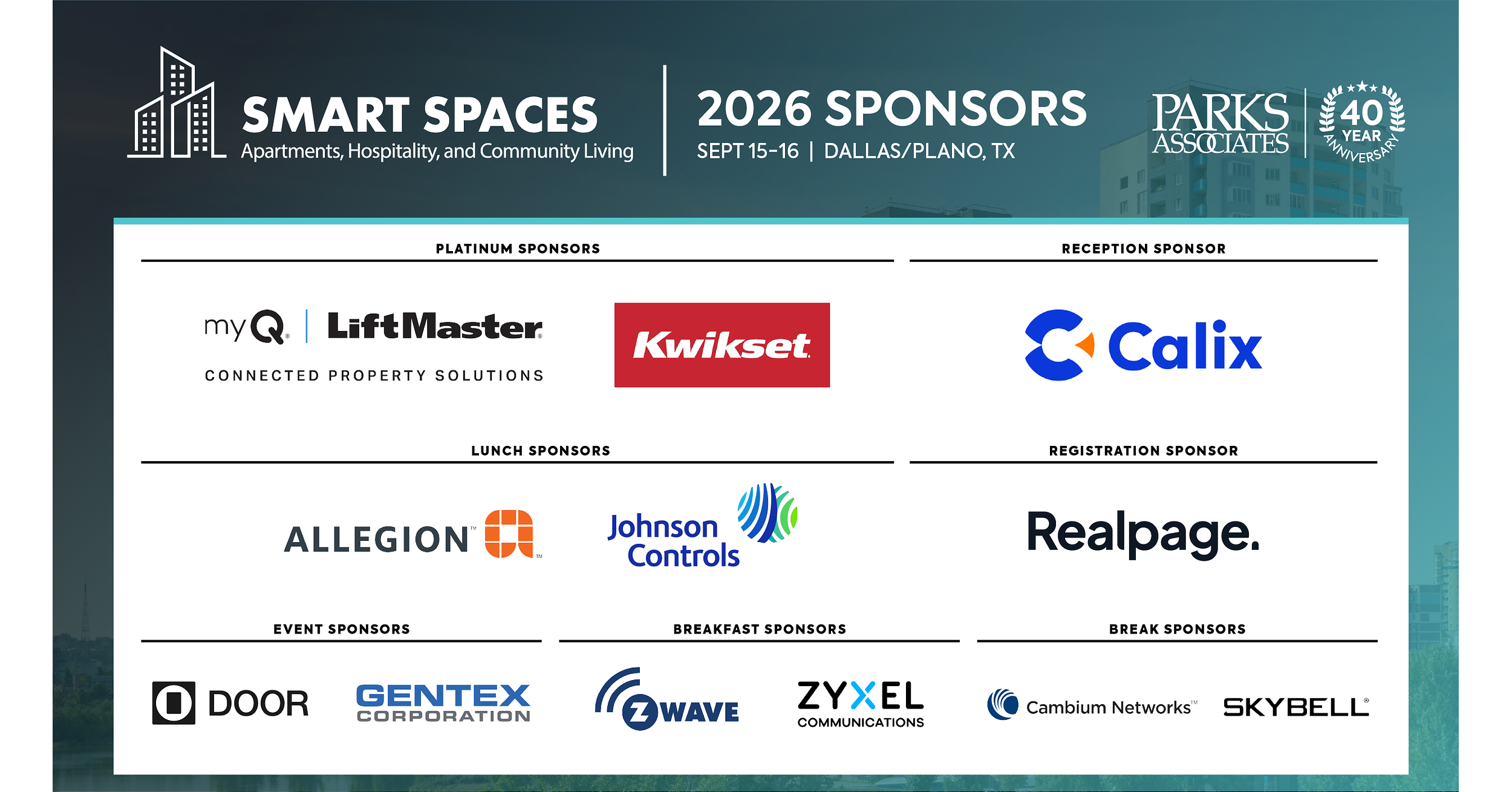 Parks Associates Spotlights DFW Multifamily Technology Market at Smart Spaces, September 15-16