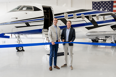 Curtis Edenfield, CEO and Rickey Oswald, COO at the delivery of the first fractional airplane in the program, a Challenger 3500