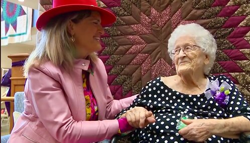 Florence "Floss" Turnbow, 103, is honored by Sandy Mayor Monica Zoltanski.