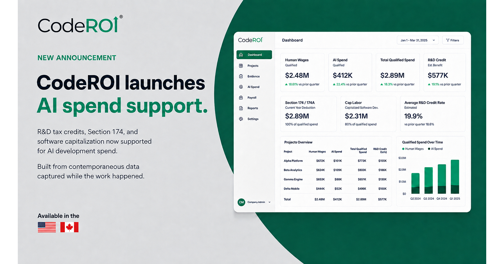 CodeROI Launches the CodeROI AI Agent: R&D Tax Credits, Section 174, and Software Capitalization on Your AI Spend