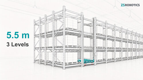 Three-level pallet storage solution in 5.5 m-high warehouses