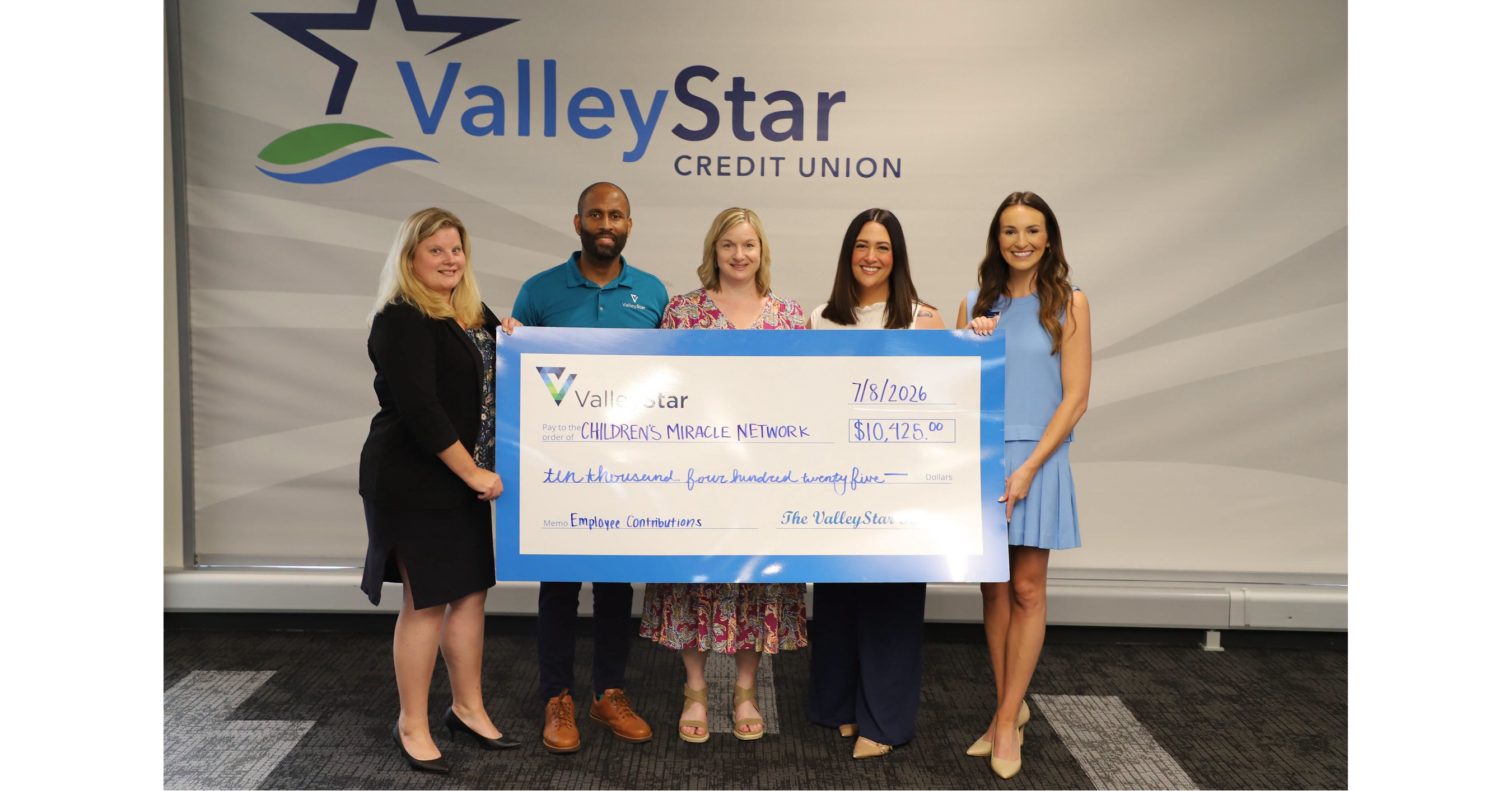 ValleyStar Credit Union Raises More Than $45,000 for Children's Miracle Network Hospitals Through Annual Golf Tournament and Employee Contributions.