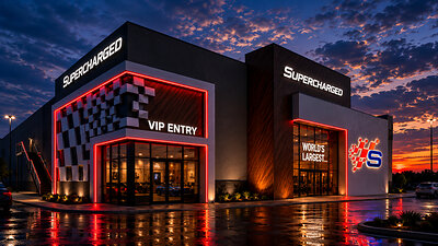Supercharged Entertainment, the world's largest indoor, multi-level karting track and premier entertainment venue Supercharged Entertainment, the world's largest indoor, multi-level karting track and premier entertainment venue