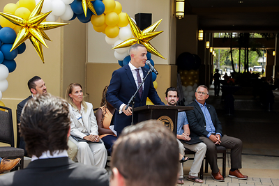 Bennett L. Sperber, managing director at Modern Woodman Fraternal Financial, shares a few words during the grand opening ceremony of the Center for Career and Professional Development.