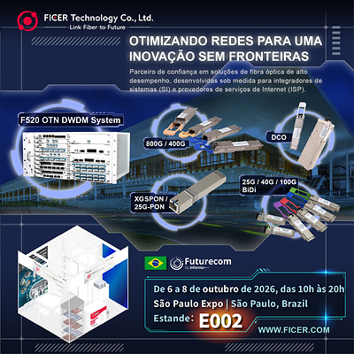 Futurecom 2026_Soluções FICER de Transceptores Ópticos e OTN DWDM.