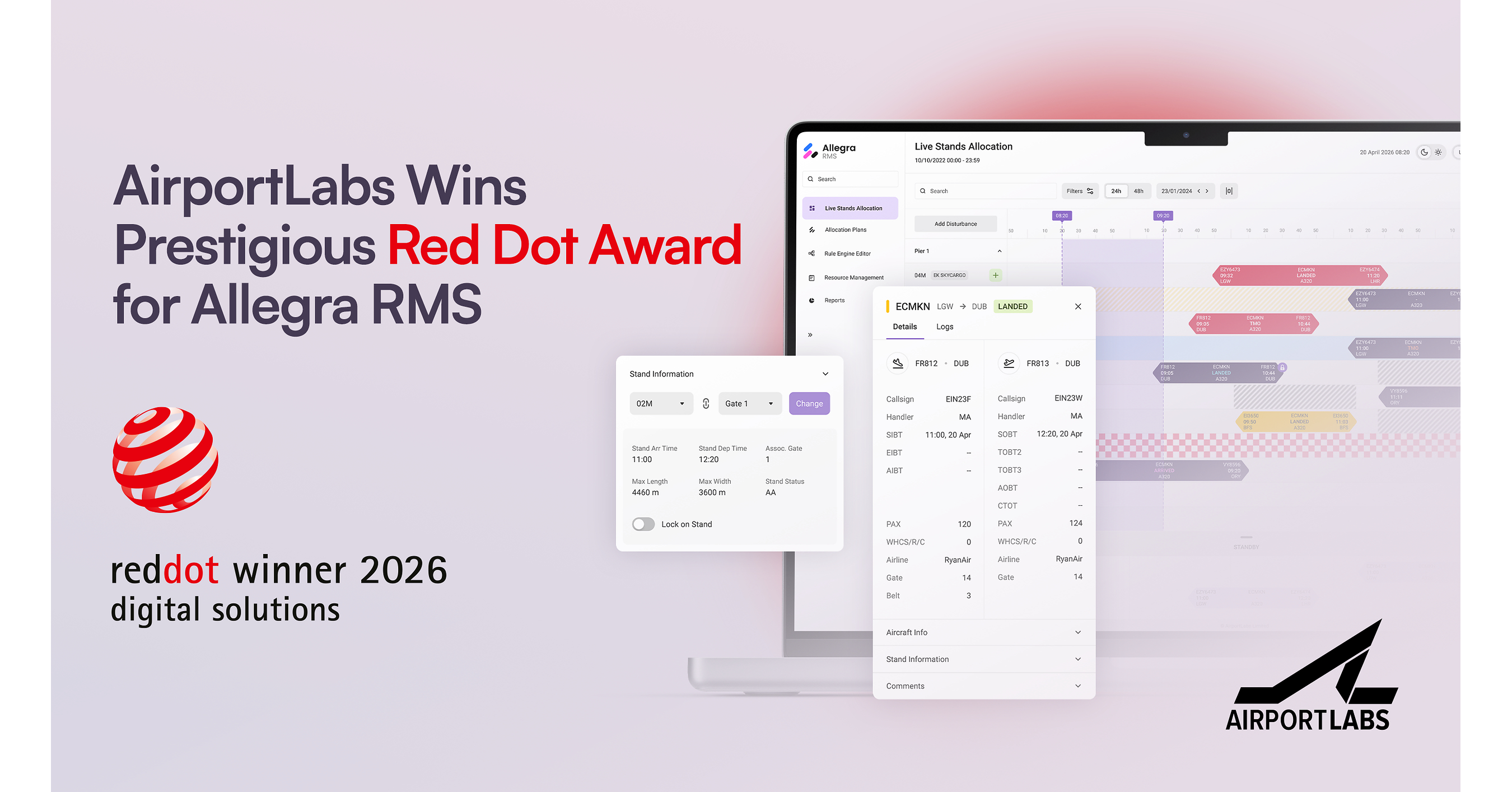 AirportLabs wins at the Red Dot Award: Brands & Communication Design 2026 with Allegra RMS