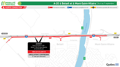 A-20 à Beloeil et Mont-Saint-Hilaire, du 4 au 7 septembre