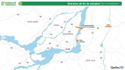 Entraves de fin de semaine, du 4 au 8 septembre