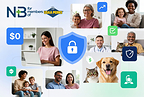 Graphic promoting NB Marketplace for USAA Perks®, featuring images representing healthcare, financial wellness, security, family support, and pet care benefits available to eligible USAA members.