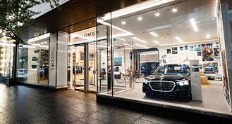Mercedes-Benz Studio Toronto at Holt Renfrew’s Bloor Street flagship in Toronto, now featuring an immersive experience celebrating 140 Years of Innovation.